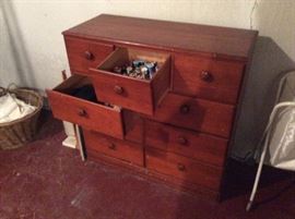 vintage sewing chest with attached spool drawer
