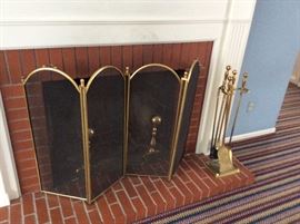 Fireplace andirons and screen