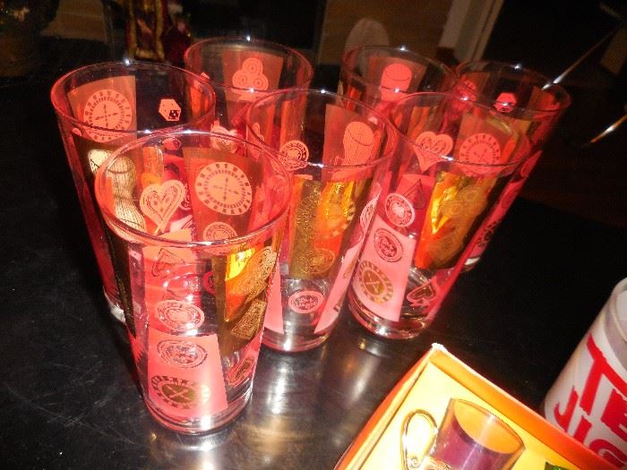 MCM Red /Gold Barware