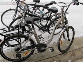 ITEM #1 - WHITE BIKE IS  XF 26 YUKON TRAIL BIKE IT HAS ELECTRIC AND  PEDAL POWER CAN GO 15MPH ON ELECTRIC 35 MILES ON CHARGE BATT. INCLUDED NEW COND.  RETAILS FOR $1100.00 BUY IT NOW FOR $600.00. 