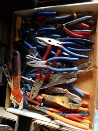 pliers, vise grips, cutting tools almost all look like new