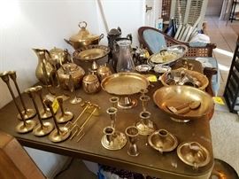 brass collection candle sticks and others