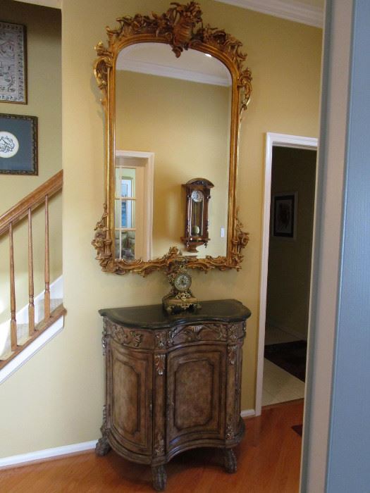 STUNNING BAROQUE STYLE MIRROR - MARBLE TOP CONSOLE TABLE