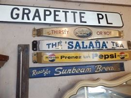 Door Handle Push Signs Grapette, Pepsi, Salada, & Sunbeam Bread