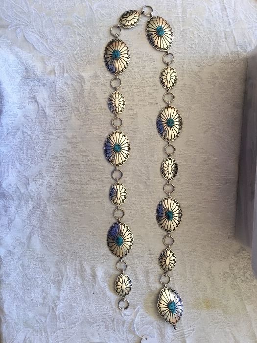 STERLING SILVER AND TURQUOISE BELT