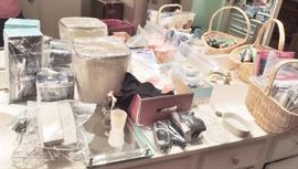 Basic household items. Bath and beauty and healthcare items and products. Trash cans, vanity sets,  perfume mirrors, bathroom electronics