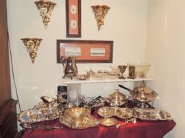 Large collection of silver plate serving pieces – NO sterling