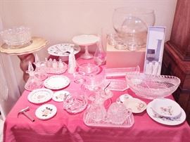 Selection of cut glass and crystal including vintage pieces with some American Brilliant
Waterford and lead crystal 
