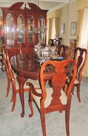 Stanley dining room suite.  Breakfront China cabinet, table, 8 chairs