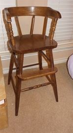Two wood toddler kitchen chairs