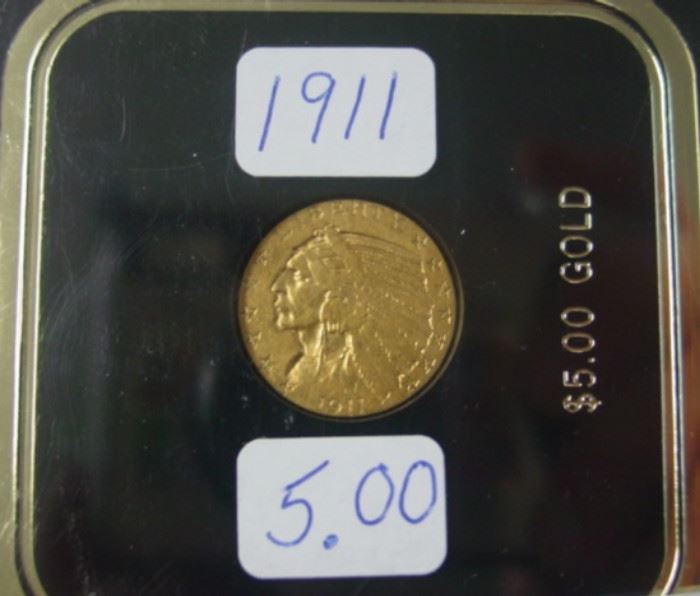 1911 Gold $5.00 Indian Head Coin
