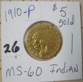1910 Gold $5.00 Indian Head Coin