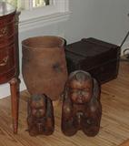 ASIAN CROUCHING CHILDREN, LARGE POT AND BOX