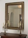 ANTIQUE MIRROR AND CANDELABRAS