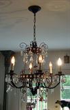 FABULOUS CRYSTAL AND RUST CHANDELIER