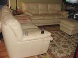 TOP OF THE LINE ALMOST NEW ITALIAN LEATHER FURNITURE IN A RICH BISQUE COLOR- RHODES FURNITURE