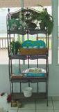 BAKERS RACK WICKER AND WROUGHT IRON