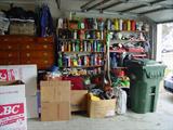 GARAGE FULL OF FLUIDS AND OTHER MANLY THINGS PLUS STORAGE UNITS AND OLDER BEDROOM CHEST OF DRAWERS