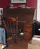 KNEEHOLE ROLLED TOP DESK AND SWIVEL DESK CHAIR