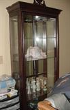 LARGE BEVELED GLASS DOOR CURIO CABINET