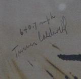 1945 FRAMED PRINT OF A TEST DOUGLAS 588 WHICH IS SIGNED BY TWO OF THE ORIGINAL TEST PILOTS - THIS IS TURNER CALDWELL AND HIS FASTEST SPEED