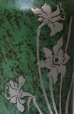 ANTIQUE 1912 HEINTZ ART METAL STUDIO BRONZE AND STERLING DAFFODIL VASE