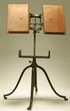 ANTIQUE BRONZE AND OAK LIBRARY DICTIONARY STAND
