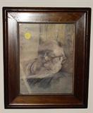 ANTIQUE ORIGINAL CHARCOAL PORTRAIT