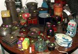 ANTIQUE VARIOUS ADVERTISING TINS AND TIN CONTAINERS