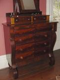 AMAZING 1830-1850 EMPIRE MAHOGANY CHEST OF DRAWERS WITH SWIVEL MIRROR