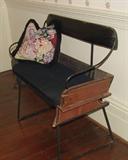 ANTIQUE HORSE AND CARRIAGE LEATHER AND WOOD BENCH SEAT