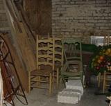 ANTIQUE LADDER BACK CHAIRS WITH RUSH SEATS