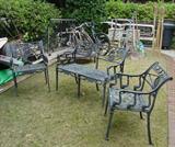 GORGEOUS ANTIQUE WROUGHT IRON SET WITH DOLPHINS AND STAR DESIGNS