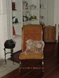 ANTIQUE CIVIL WAR ORIGINAL FABRIC ROLLED VICTORIAN ROCKING CHAIR ALA JENNY LIND