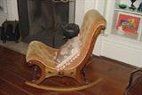 ANTIQUE CIVIL WAR ORIGINAL FABRIC ROLLED VICTORIAN ROCKING CHAIR ALA JENNY LIND