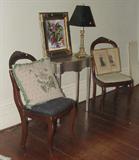 VICTORIAN CARVED MAHOGANY BALLOON BACK SIDE CHAIRS (NEED WORK)