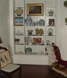 SHELVES FULL OF ANTIQUE AND VINTAGE EUROPEAN AND ASIAN PRETTIES