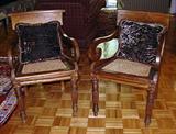 ANTIQUE ROLLED ARM WOOD ARM CHAIRS