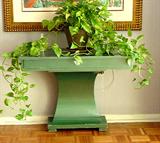 ANTIQUE EMPIRE CONSOLE TABLE PAINTED GREEN