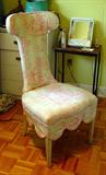 1970'S COOL EARED CHAIR IN TOILE (ANOTHER ONE IN A GEO PRINT)
