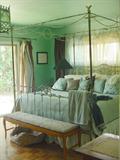 GREAT KING SIZE BED CANOPY IRON VERDI GRIS FINISH WITH BIRD FINIALS