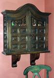 ANTIQUE CARVED WOOD WALL CABINET
