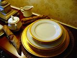 GOLD RIMMED SET OF 12 SERVICE CHINA