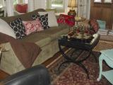 SOFA, DECORATIVE PILLOWS AND DECORATIVE THROWS