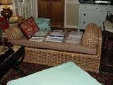 HEAVY WOVEN CHAISE WITH ROLLED WOVEN BOLSTER PILLOWS