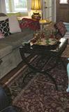 GORGEOUS TRADITIONAL SOFA WITH BLACK METAL AND GLASS KLISMAS BASED TABLE