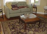 ETHAN ALLAN FRENCH CARVED WOOD OTTOMAN AND SETTEE