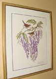 SIGNED ANNE WORCHAM RICHARDSON WISTERIA AND WREN PRINT