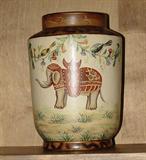 VINTAGE INDIA ELEPHANT PAINTED CERAMICS