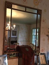 19th Century Gold Leaf Rectangular Mirror with Flower Corners (31" x 40) 